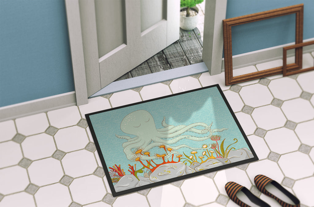 Octopus Underwater Scene Doormat Indoor Outdoor 18H X 27W Front Door Mat Rugs for Entryway, Non Slip Washable