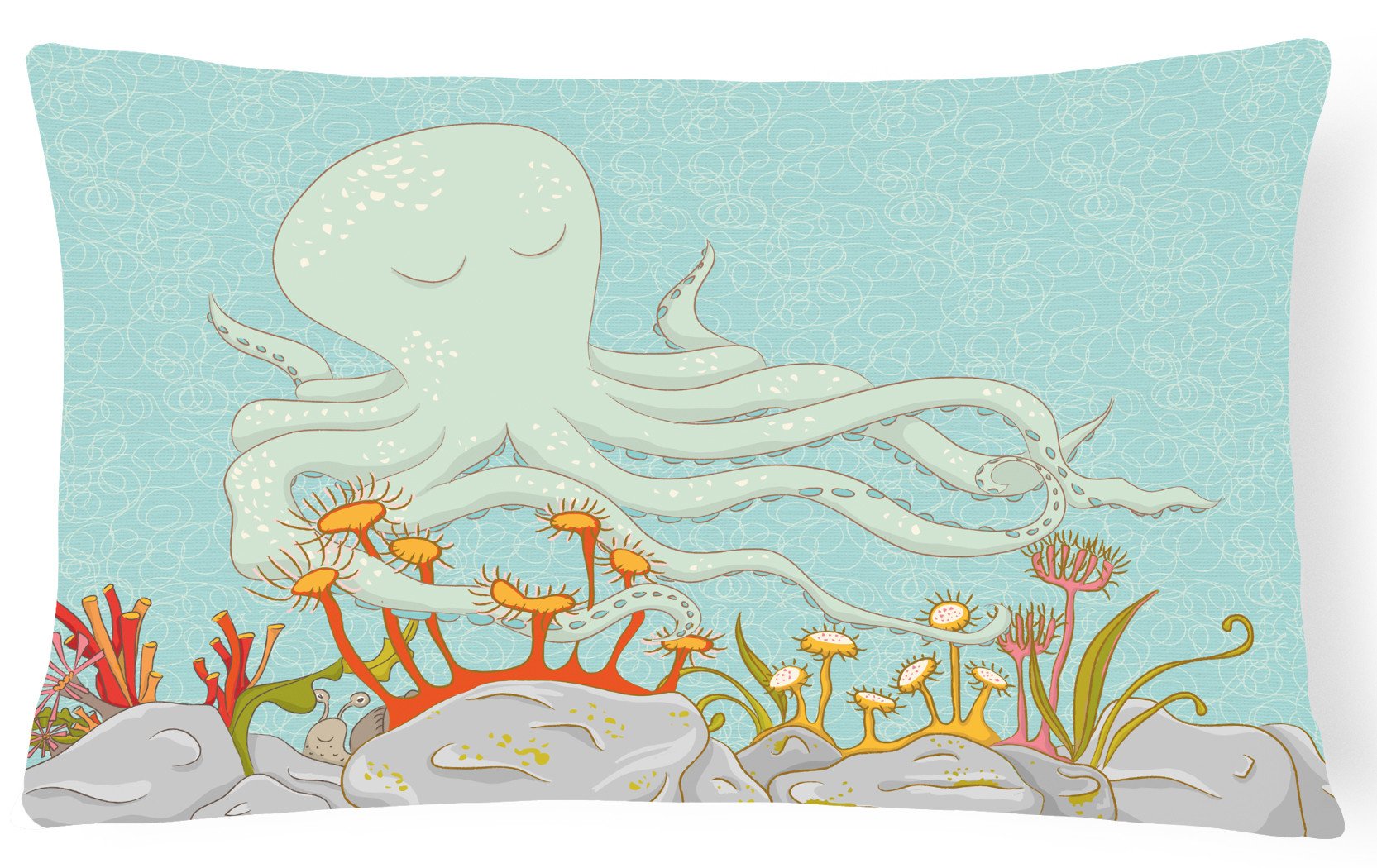 Octopus Underwater Scene Decorative Throw Pillow 12x16 Indoor Outdoor Accent Cushion, Fabric Cover with Insert for Sofa, Bed, Porch & Living Room