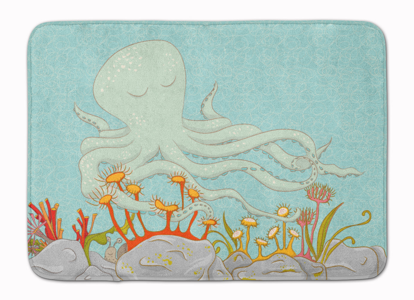 Octopus Underwater Scene Memory Foam Kitchen Mat Machine Washable Anti-Fatigue Cushion Comfort Bath or Kitchen Rug