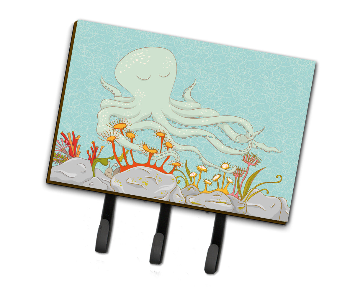 Octopus Underwater Scene Leash or Key Holder Wall Hooks, Coat Rack Wall Mount, for Hanging Keys, Towels, Aprons, Leashes