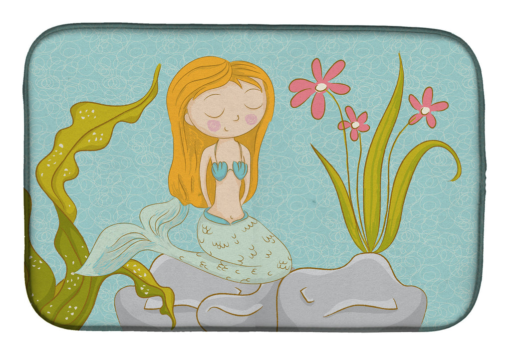 Mermaid Underwater Scene Dish Drying Mat Absorbent Dish Drying Mat Pad for Kitchen Counter Dish Drainer Mat for Countertop, 14 x 21", Multicolor