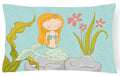 Mermaid Underwater Scene Decorative Throw Pillow 12x16 Indoor Outdoor Accent Cushion, Fabric Cover with Insert for Sofa, Bed, Porch & Living Room