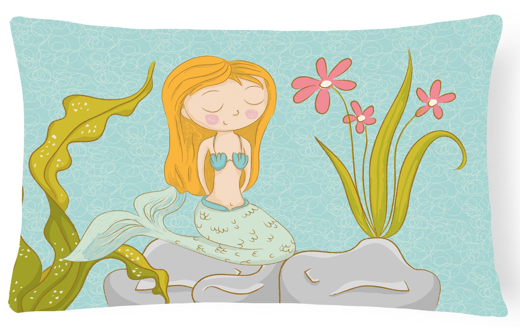Mermaid Underwater Scene Decorative Throw Pillow 12x16 Indoor Outdoor Accent Cushion, Fabric Cover with Insert for Sofa, Bed, Porch & Living Room