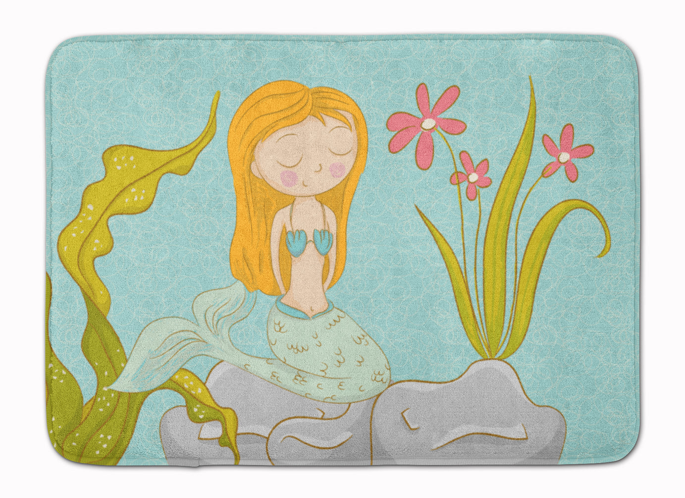 Mermaid Underwater Scene Memory Foam Kitchen Mat Machine Washable Anti-Fatigue Cushion Comfort Bath or Kitchen Rug