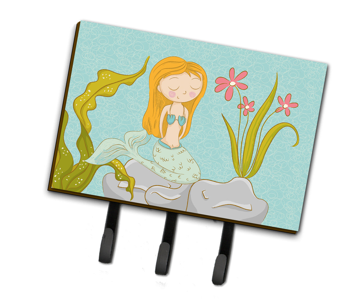 Mermaid Underwater Scene Leash or Key Holder Wall Hooks, Coat Rack Wall Mount, for Hanging Keys, Towels, Aprons, Leashes