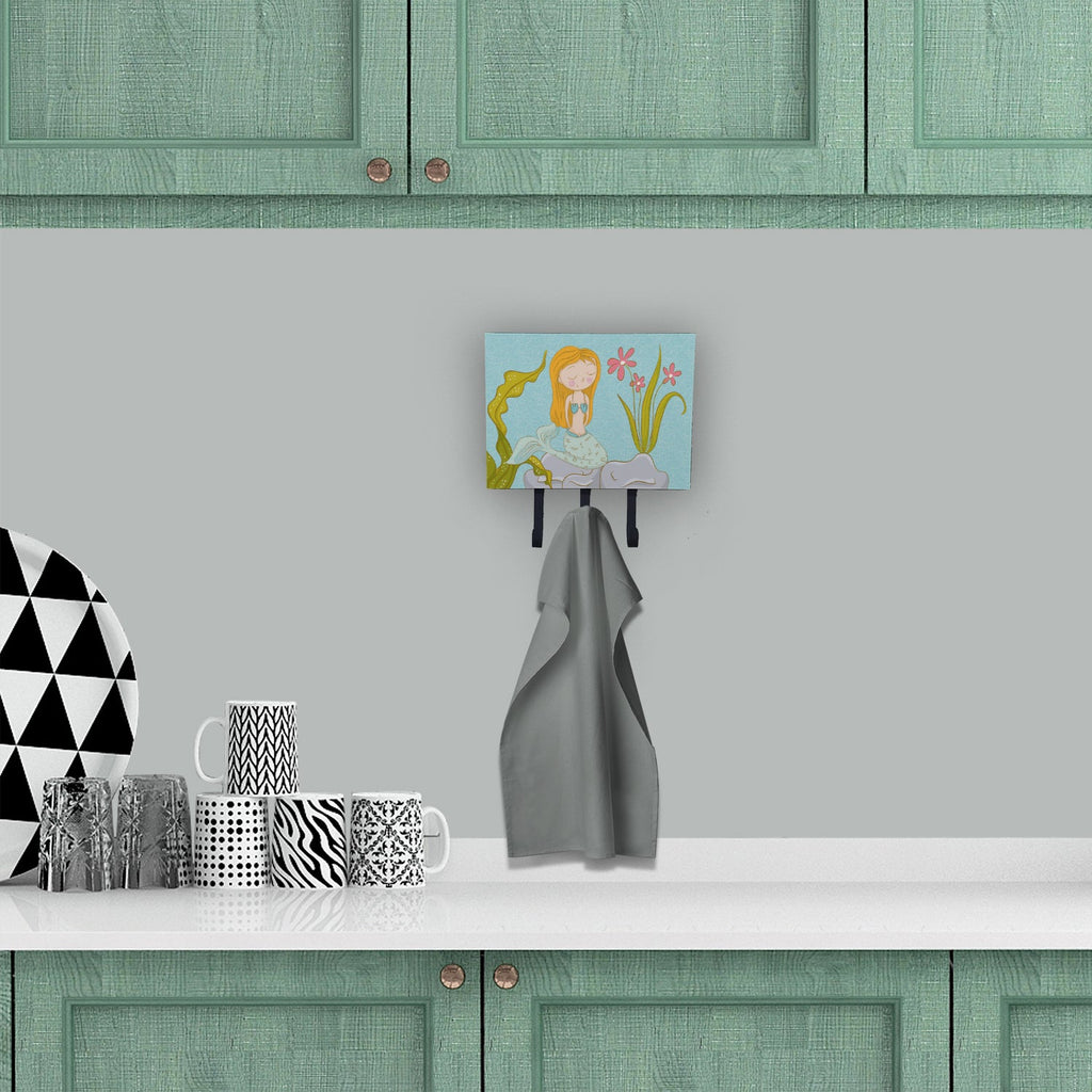 Mermaid Underwater Scene Leash or Key Holder Wall Hooks, Coat Rack Wall Mount, for Hanging Keys, Towels, Aprons, Leashes