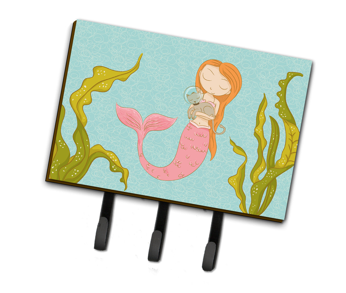 Mermaid and Cat Underwater Leash or Key Holder Wall Hooks, Coat Rack Wall Mount, for Hanging Keys, Towels, Aprons, Leashes