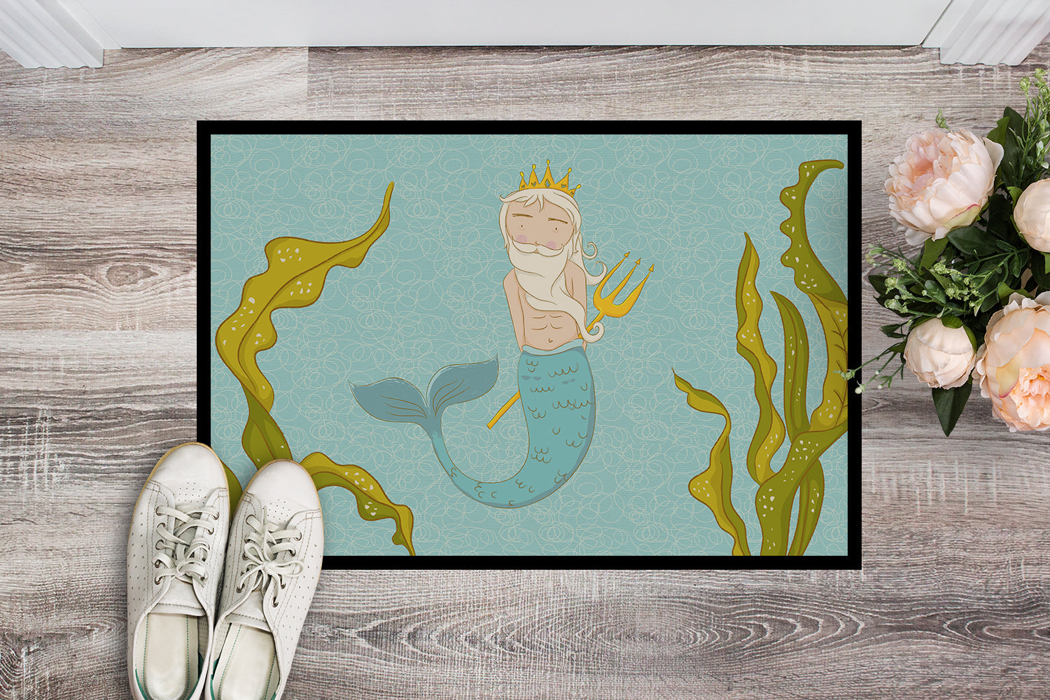 Neptune Merman Doormat Indoor Outdoor 24H X 36W Front Door Mat Rugs for Entryway, Non Slip Washable Low Pile,