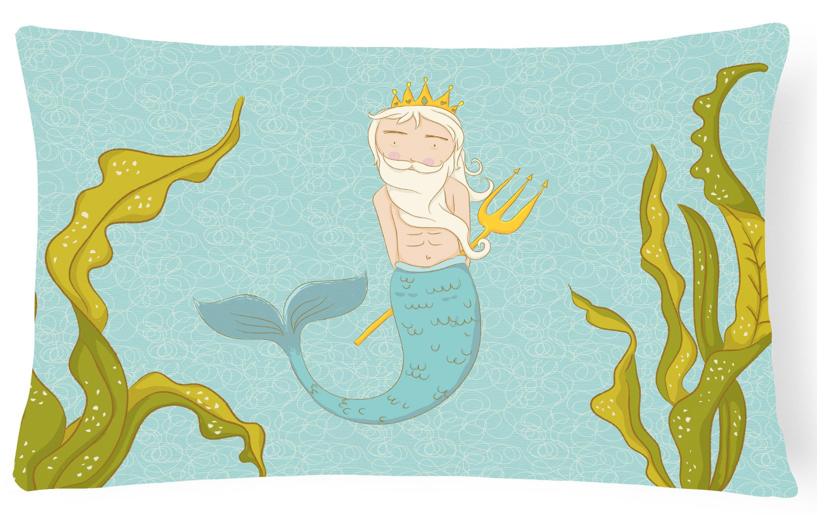 Neptune Merman Decorative Throw Pillow 12x16 Indoor Outdoor Accent Cushion, Fabric Cover with Insert for Sofa, Bed, Porch & Living Room