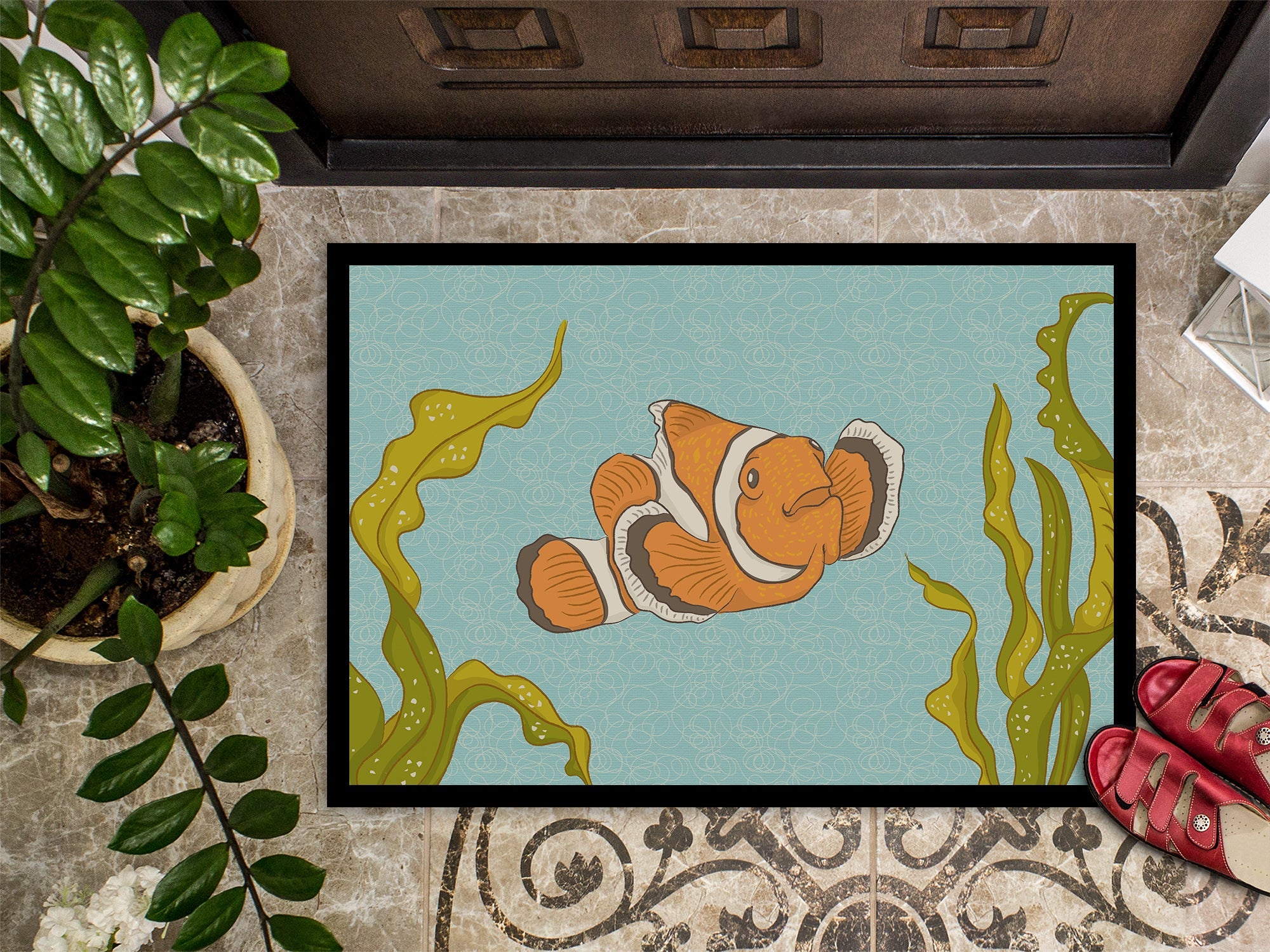 Clown Fish Doormat Indoor Outdoor 18H X 27W Front Door Mat Rugs for Entryway, Non Slip Washable