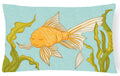 Gold Fish Decorative Throw Pillow 12x16 Indoor Outdoor Accent Cushion, Fabric Cover with Insert for Sofa, Bed, Porch & Living Room