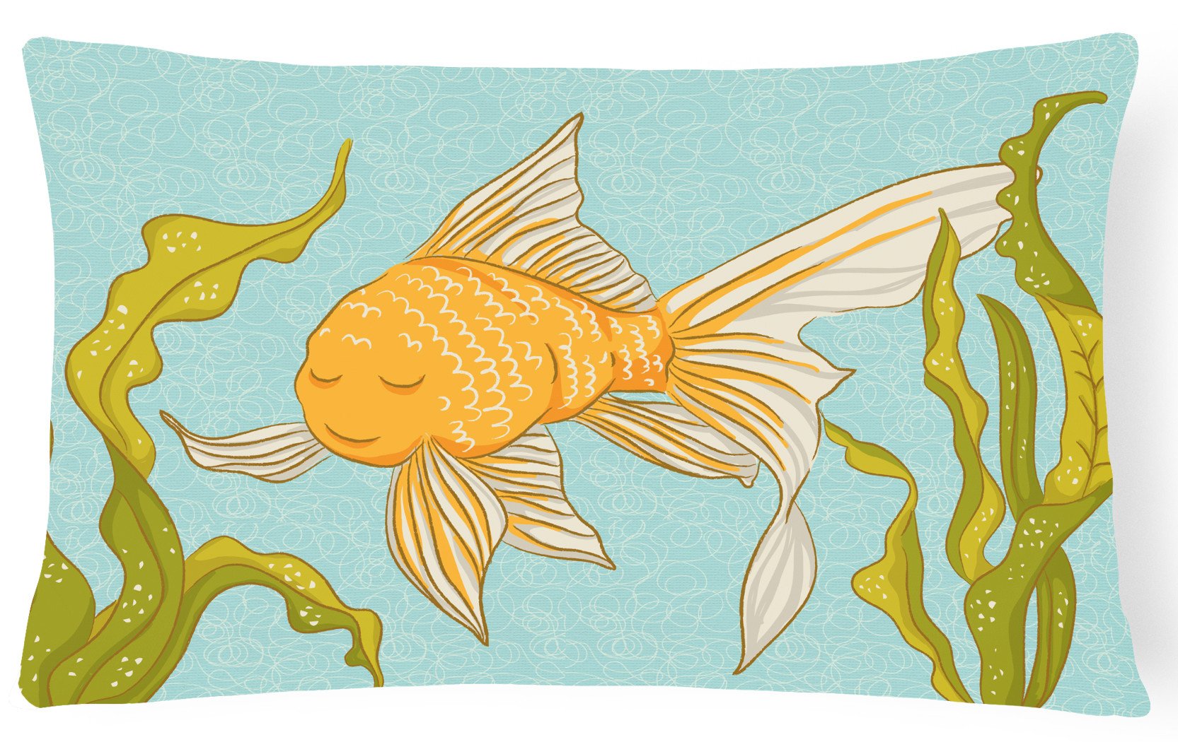 Gold Fish Decorative Throw Pillow 12x16 Indoor Outdoor Accent Cushion, Fabric Cover with Insert for Sofa, Bed, Porch & Living Room