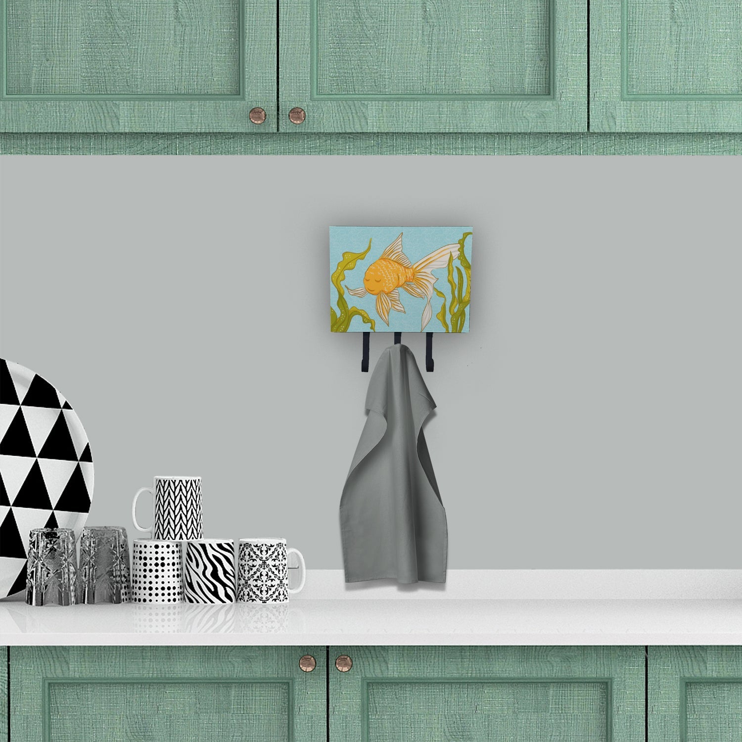 Gold Fish Leash or Key Holder Wall Hooks, Coat Rack Wall Mount, for Hanging Keys, Towels, Aprons, Leashes
