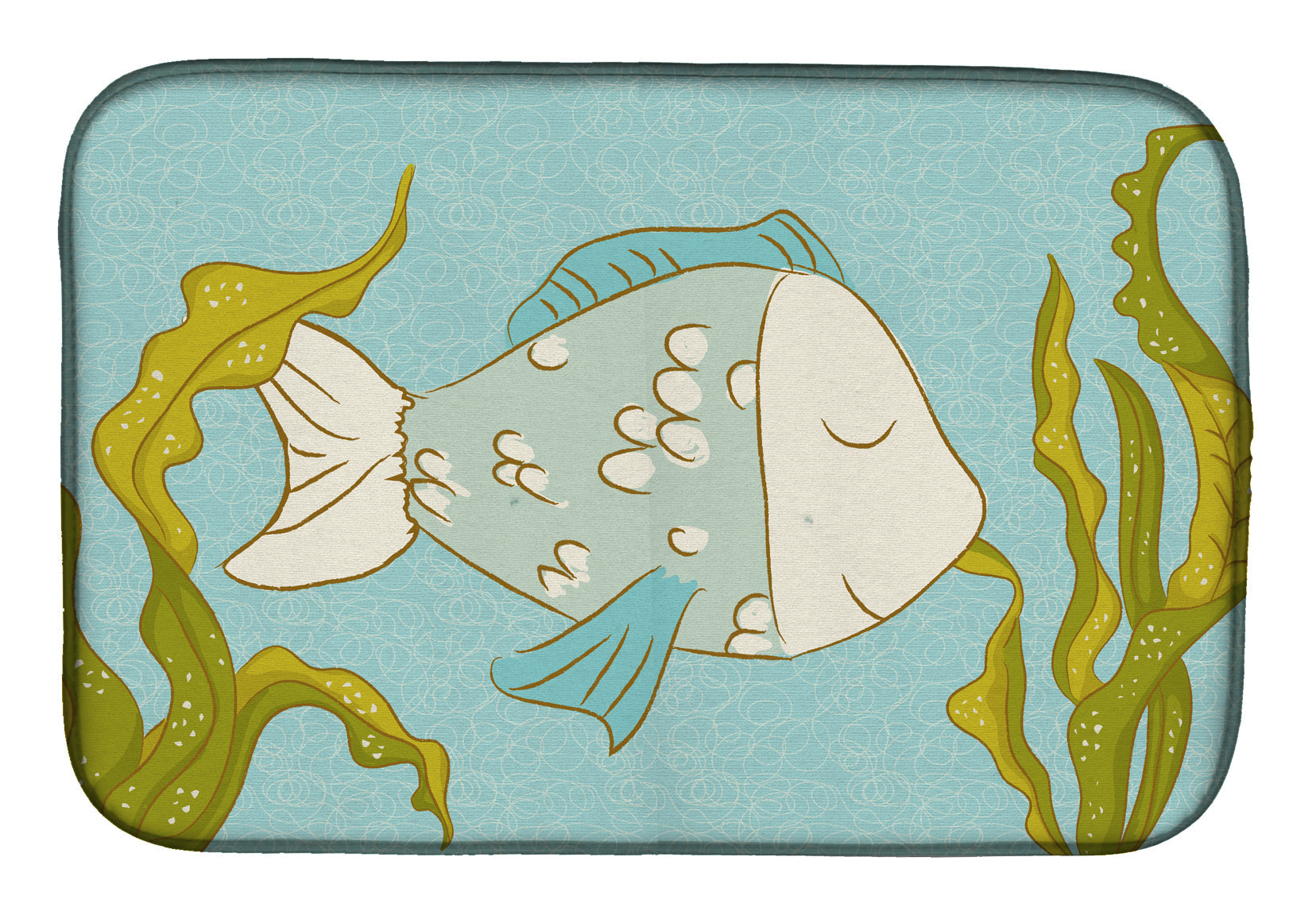 Blue Fish Dish Drying Mat Absorbent Dish Drying Mat Pad for Kitchen Counter Dish Drainer Mat for Countertop, 14 x 21", Multicolor