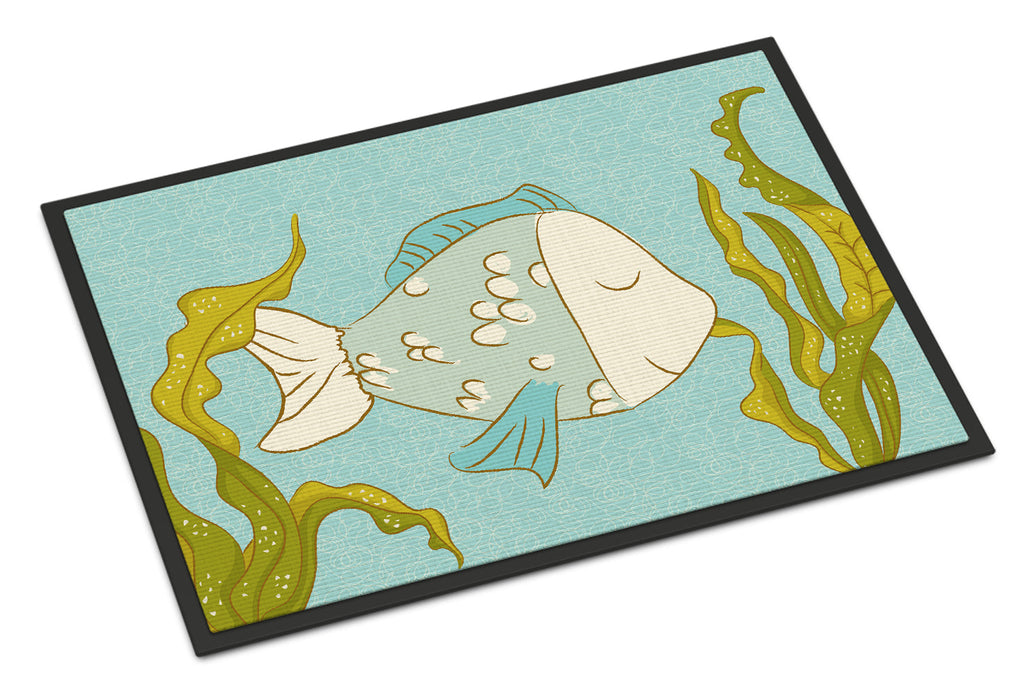 Blue Fish Doormat Indoor Outdoor 24H X 36W Front Door Mat Rugs for Entryway, Non Slip Washable Low Pile,