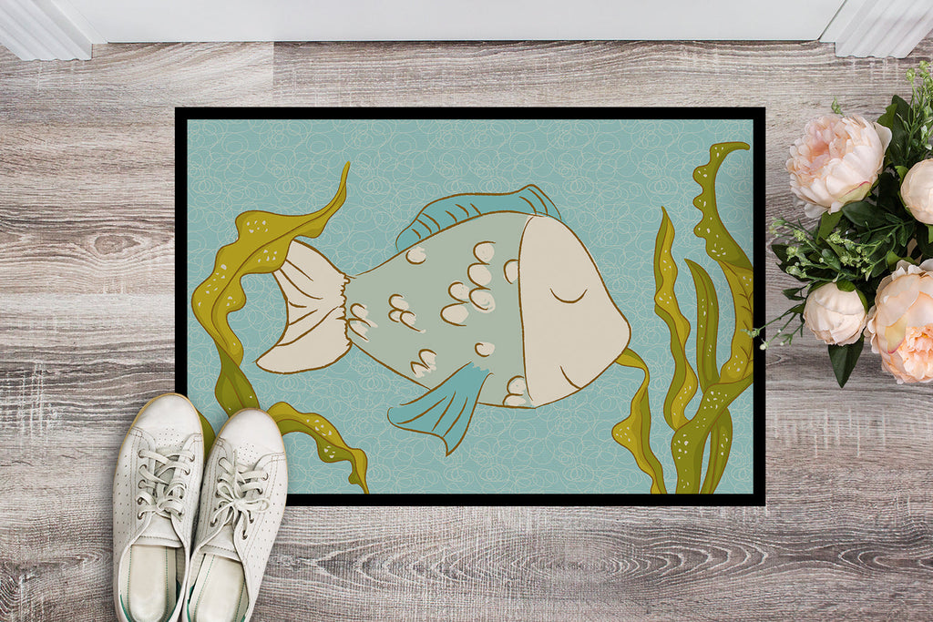 Blue Fish Doormat Indoor Outdoor 18H X 27W Front Door Mat Rugs for Entryway, Non Slip Washable