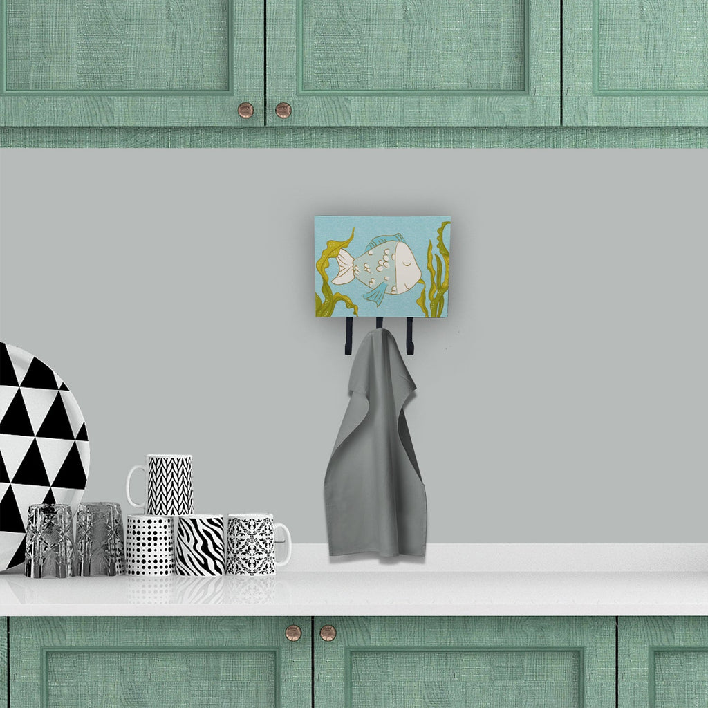 Blue Fish Leash or Key Holder Wall Hooks, Coat Rack Wall Mount, for Hanging Keys, Towels, Aprons, Leashes