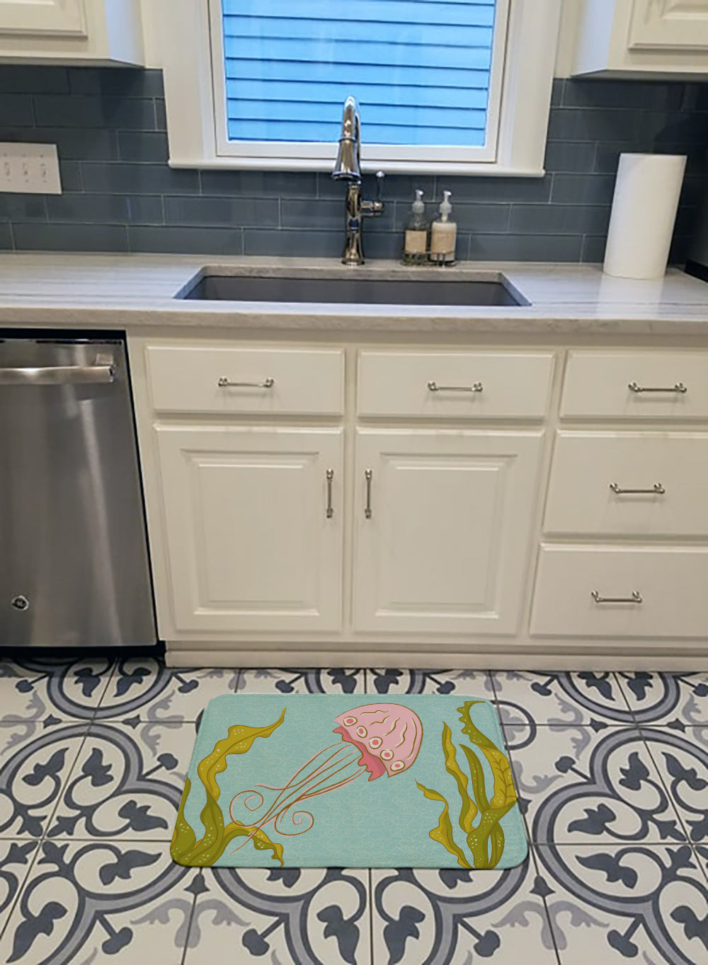 Jelly Fish Memory Foam Kitchen Mat Machine Washable Anti-Fatigue Cushion Comfort Bath or Kitchen Rug