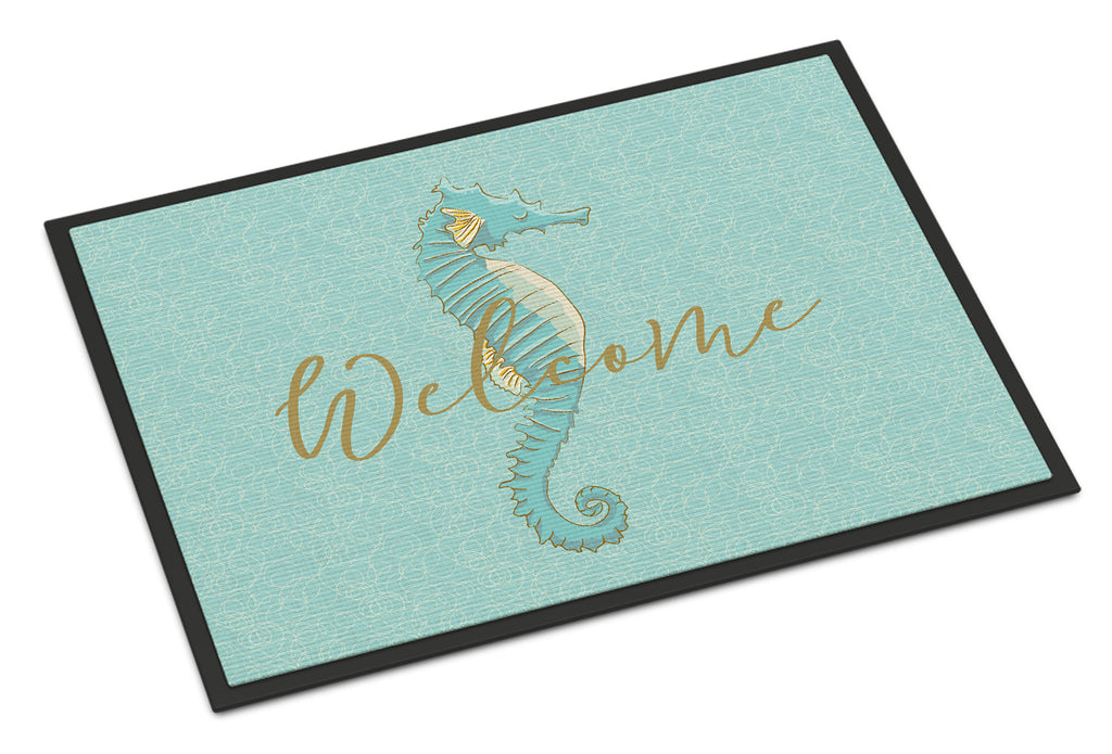 Seahorse Welcome Doormat Indoor Outdoor 18H X 27W Front Door Mat Rugs for Entryway, Non Slip Washable