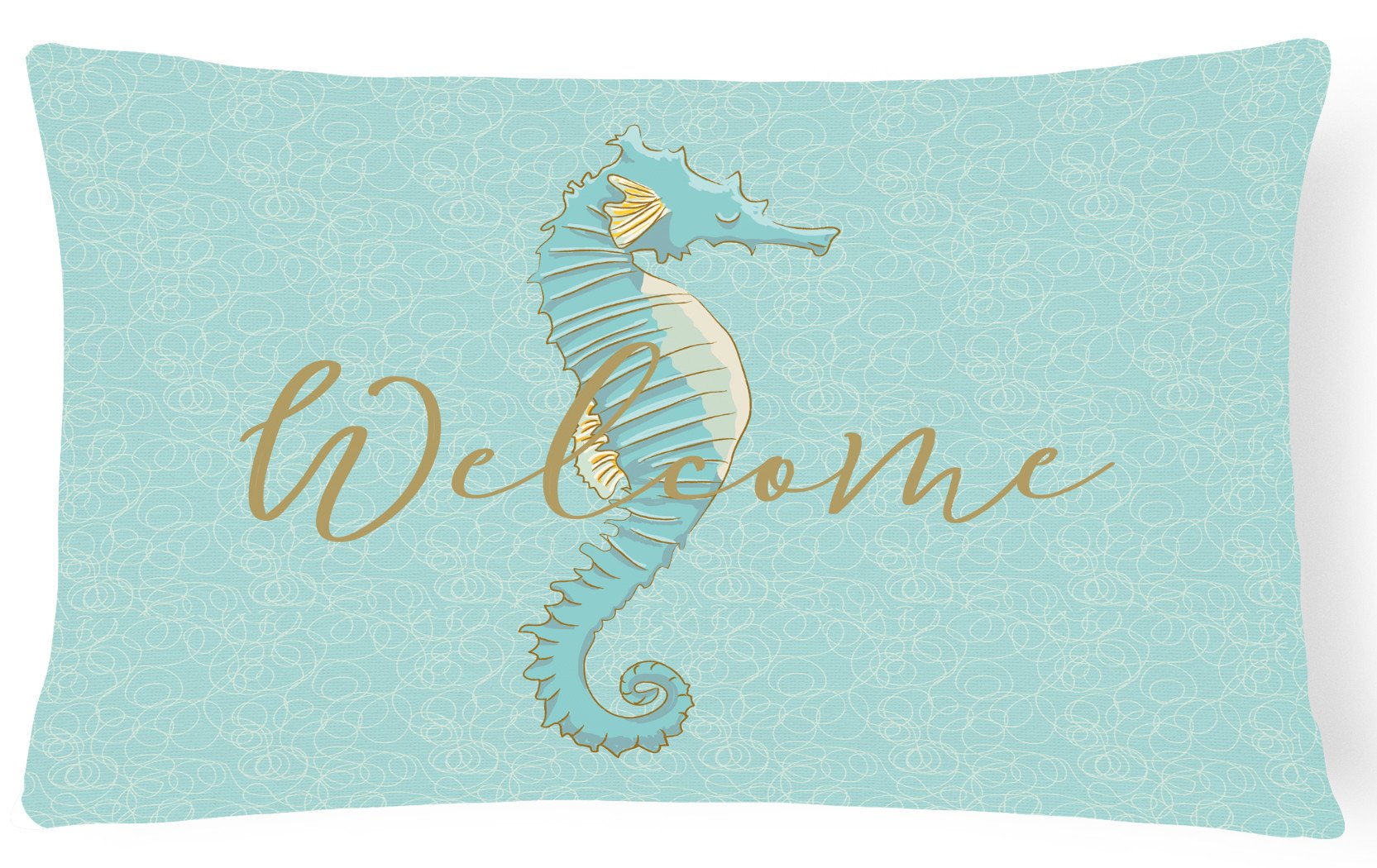 Seahorse Welcome Decorative Throw Pillow 12x16 Indoor Outdoor Accent Cushion, Fabric Cover with Insert for Sofa, Bed, Porch & Living Room