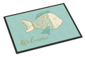 Blue Fish Welcome Doormat Indoor Outdoor 24H X 36W Front Door Mat Rugs for Entryway, Non Slip Washable Low Pile,