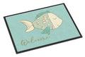 Blue Fish Welcome Doormat Indoor Outdoor 18H X 27W Front Door Mat Rugs for Entryway, Non Slip Washable
