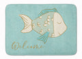 Blue Fish Welcome Memory Foam Kitchen Mat Machine Washable Anti-Fatigue Cushion Comfort Bath or Kitchen Rug