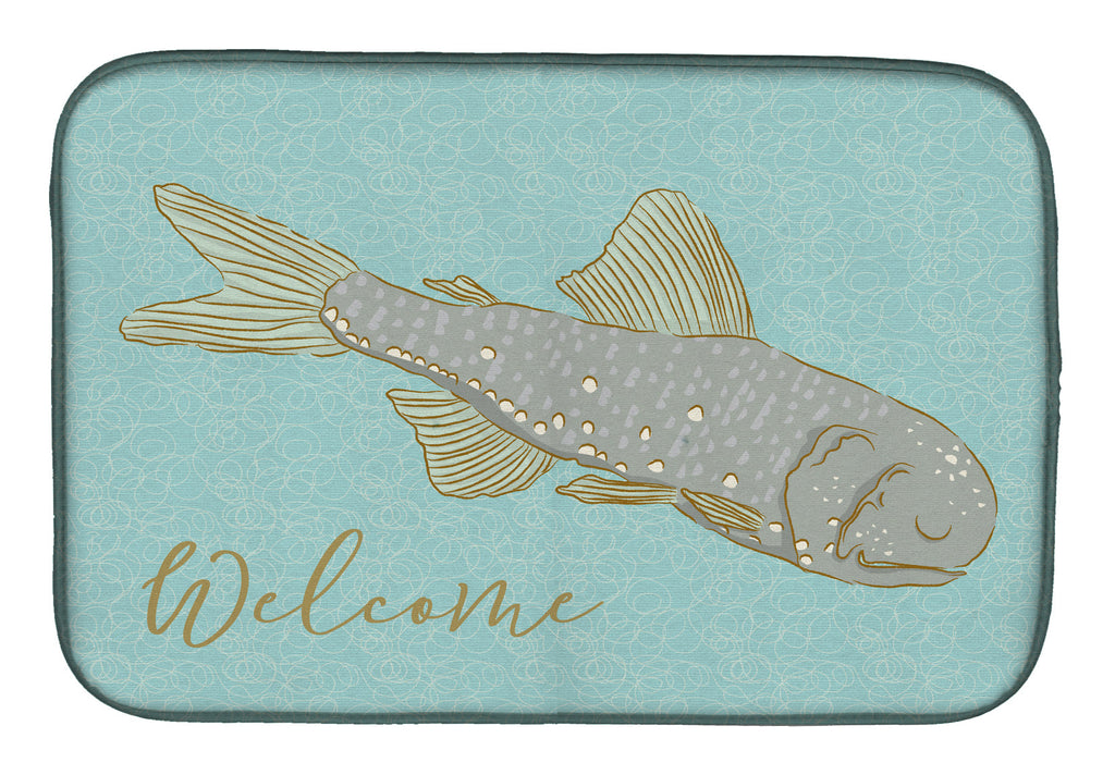 Fish Welcome Dish Drying Mat Absorbent Dish Drying Mat Pad for Kitchen Counter Dish Drainer Mat for Countertop, 14 x 21", Multicolor
