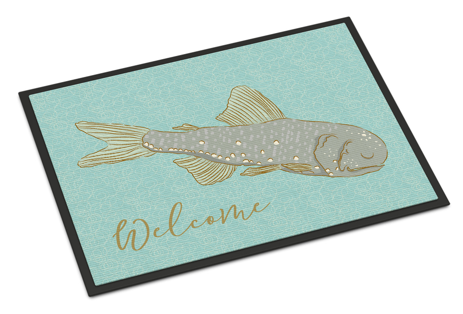Fish Welcome Doormat Indoor Outdoor 24H X 36W Front Door Mat Rugs for Entryway, Non Slip Washable Low Pile,