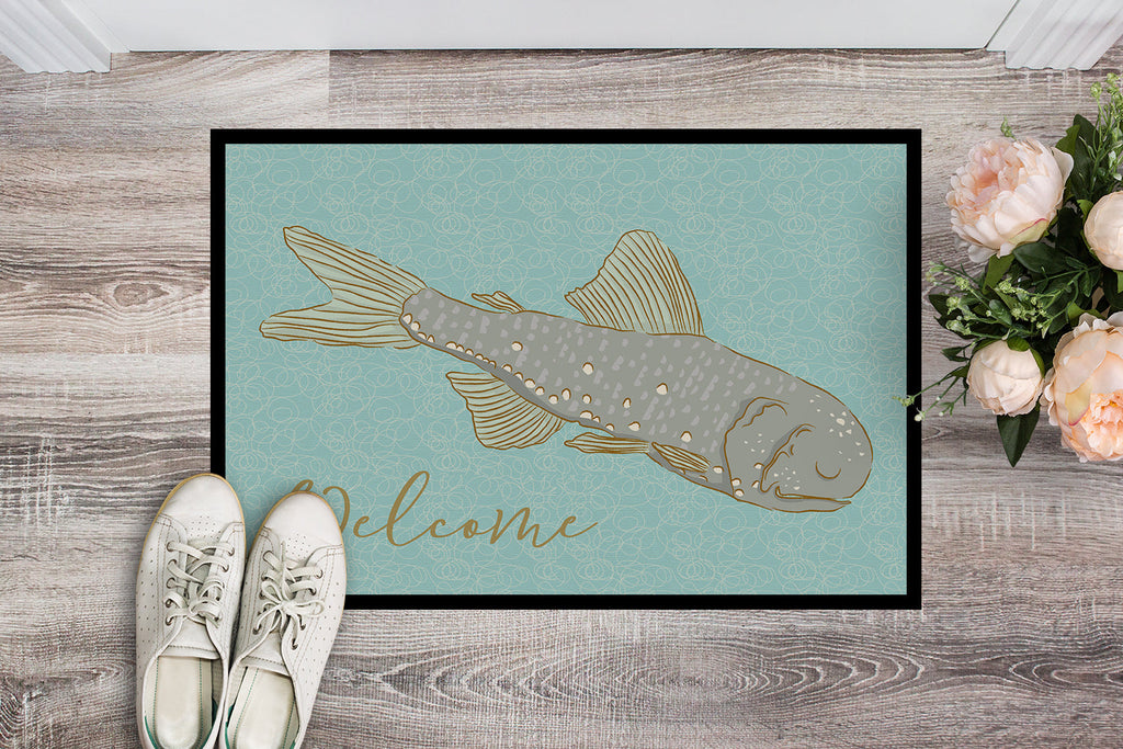 Fish Welcome Doormat Indoor Outdoor 18H X 27W Front Door Mat Rugs for Entryway, Non Slip Washable