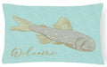 Fish Welcome Decorative Throw Pillow 12x16 Indoor Outdoor Accent Cushion, Fabric Cover with Insert for Sofa, Bed, Porch & Living Room