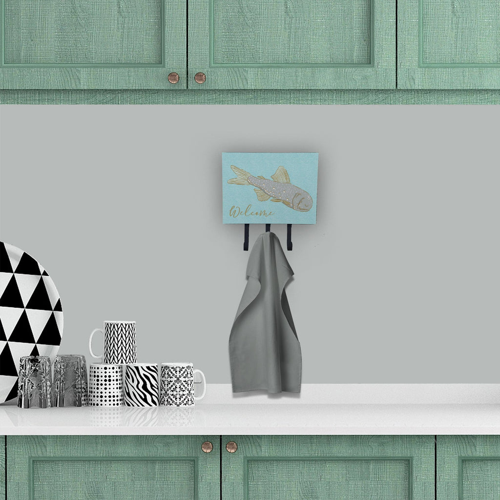 Fish Welcome Leash or Key Holder Wall Hooks, Coat Rack Wall Mount, for Hanging Keys, Towels, Aprons, Leashes