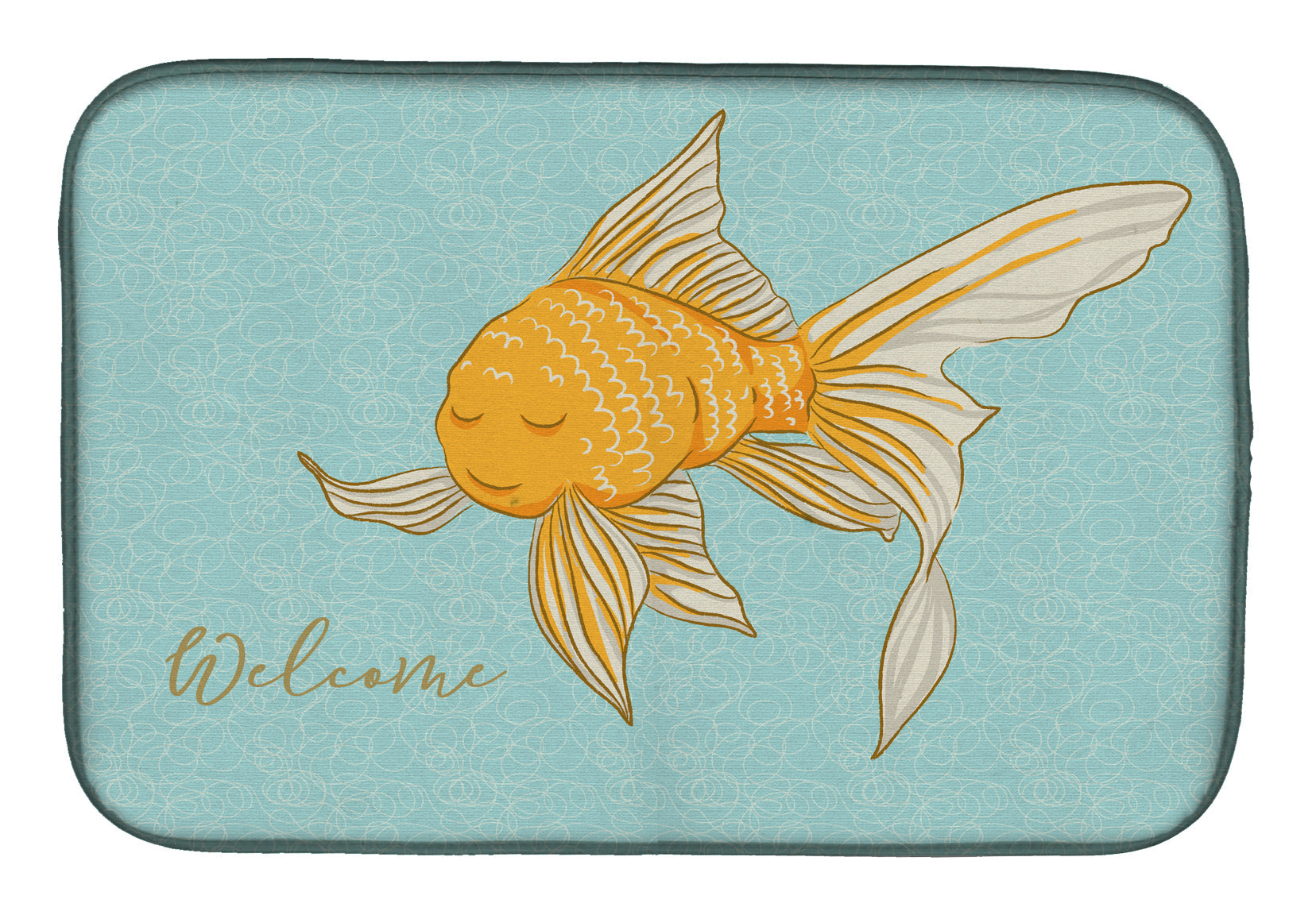 Gold Fish Welcome Dish Drying Mat Absorbent Dish Drying Mat Pad for Kitchen Counter Dish Drainer Mat for Countertop, 14 x 21", Multicolor