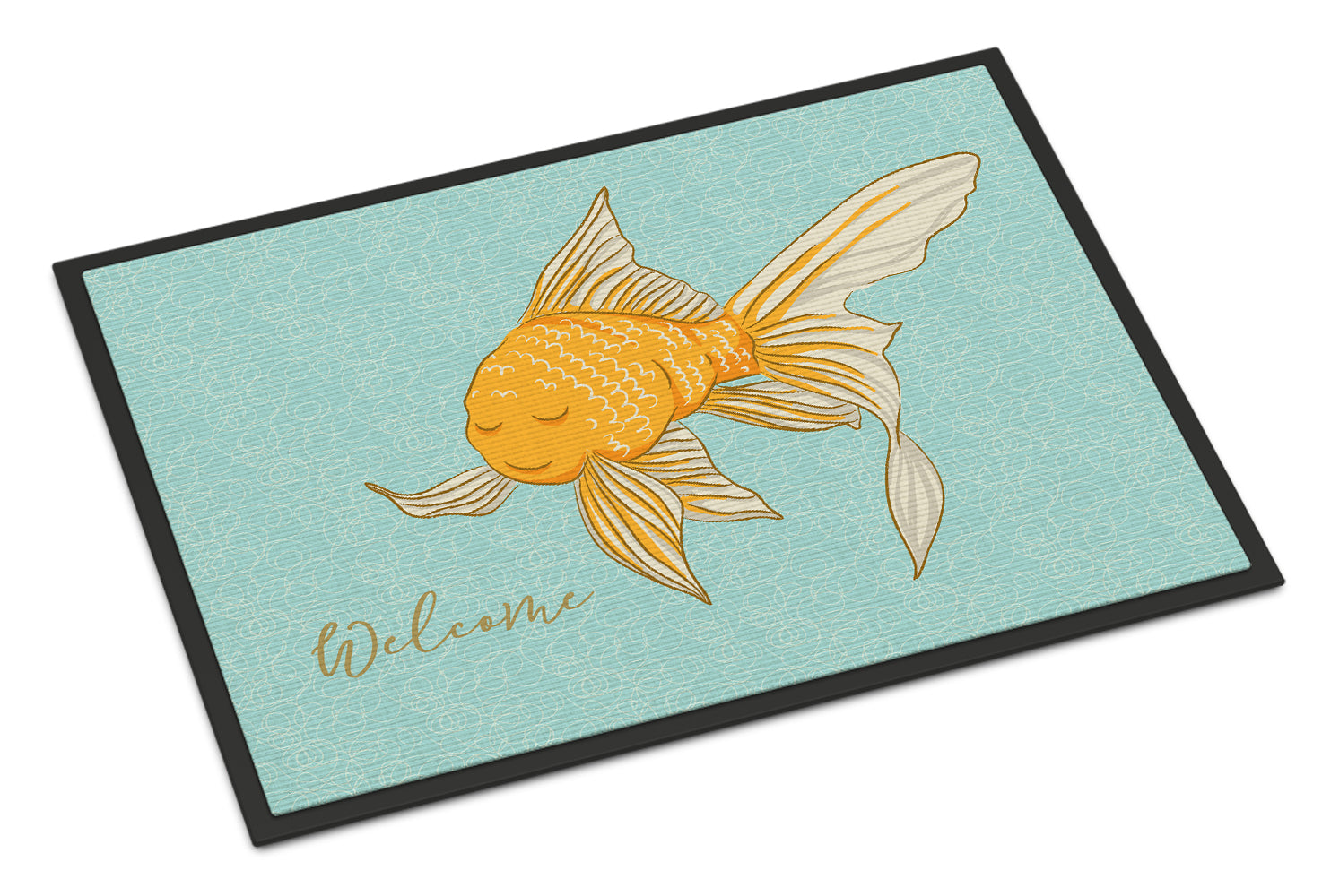 Gold Fish Welcome Doormat Indoor Outdoor 24H X 36W Front Door Mat Rugs for Entryway, Non Slip Washable Low Pile,