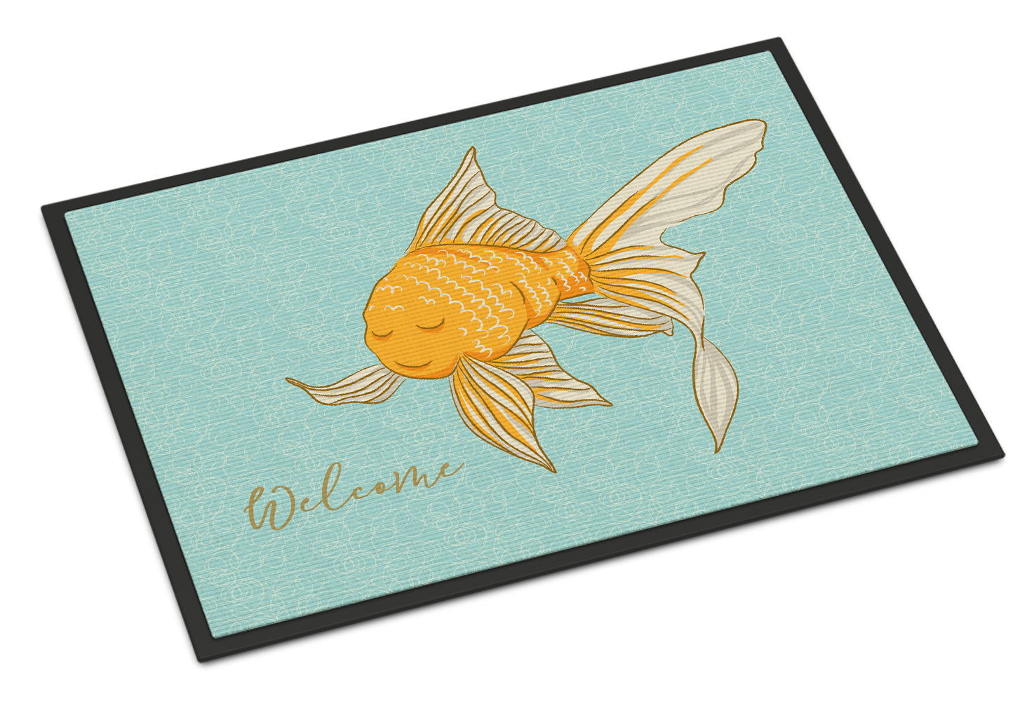 Gold Fish Welcome Doormat Indoor Outdoor 18H X 27W Front Door Mat Rugs for Entryway, Non Slip Washable