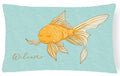 Gold Fish Welcome Decorative Throw Pillow 12x16 Indoor Outdoor Accent Cushion, Fabric Cover with Insert for Sofa, Bed, Porch & Living Room