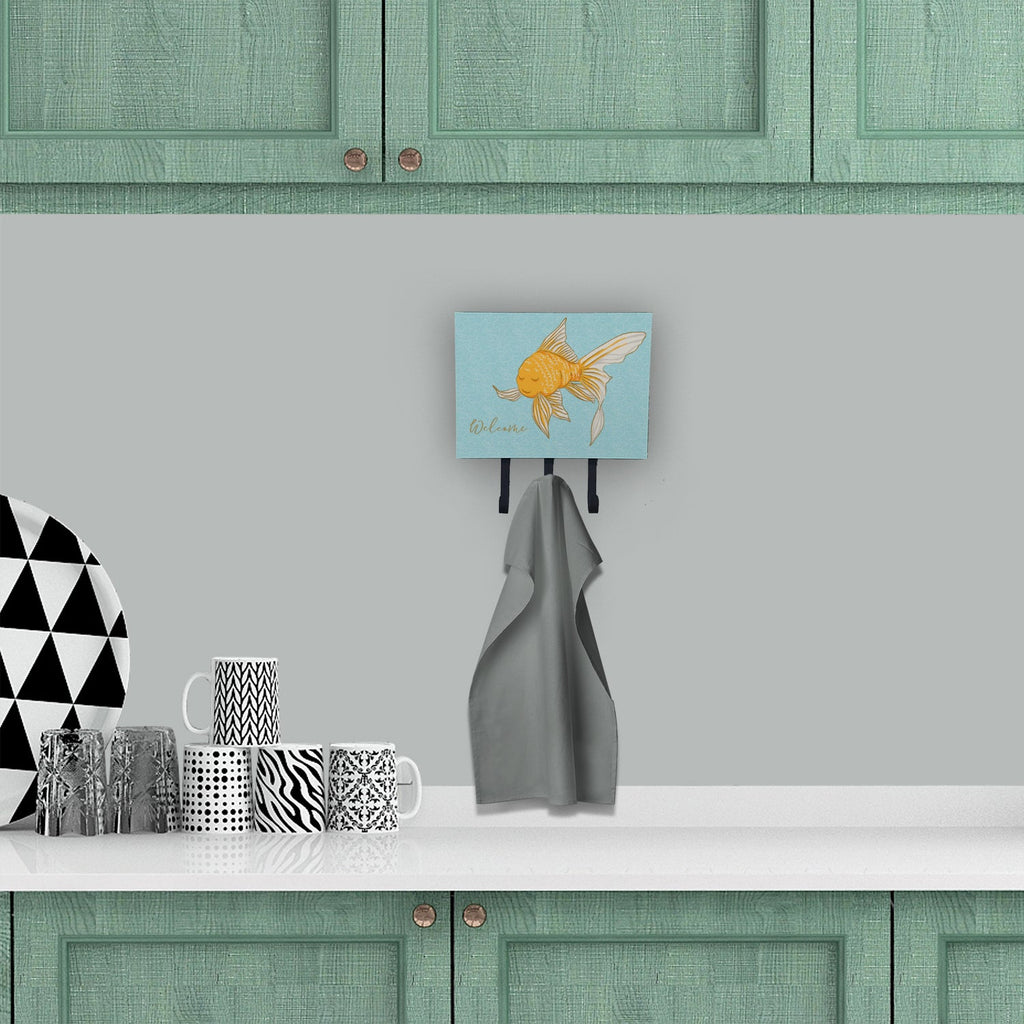 Gold Fish Welcome Leash or Key Holder Wall Hooks, Coat Rack Wall Mount, for Hanging Keys, Towels, Aprons, Leashes