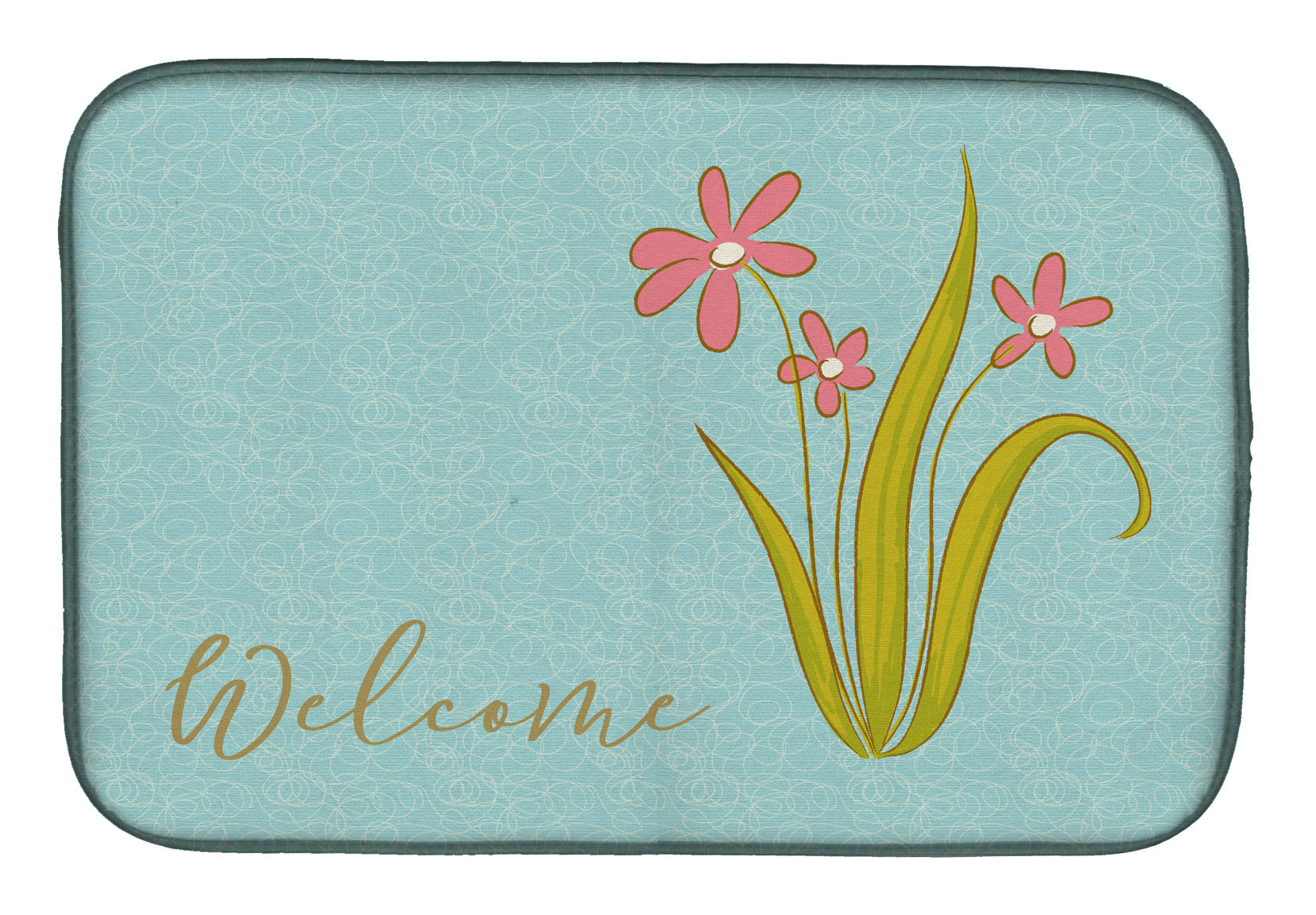 Flowers Welcome Dish Drying Mat Absorbent Dish Drying Mat Pad for Kitchen Counter Dish Drainer Mat for Countertop, 14 x 21", Multicolor
