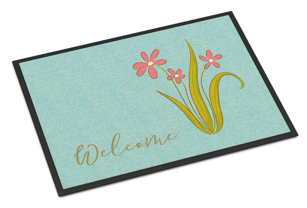 Flowers Welcome Doormat Indoor Outdoor 24H X 36W Front Door Mat Rugs for Entryway, Non Slip Washable Low Pile,