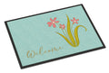 Flowers Welcome Doormat Indoor Outdoor 24H X 36W Front Door Mat Rugs for Entryway, Non Slip Washable Low Pile,