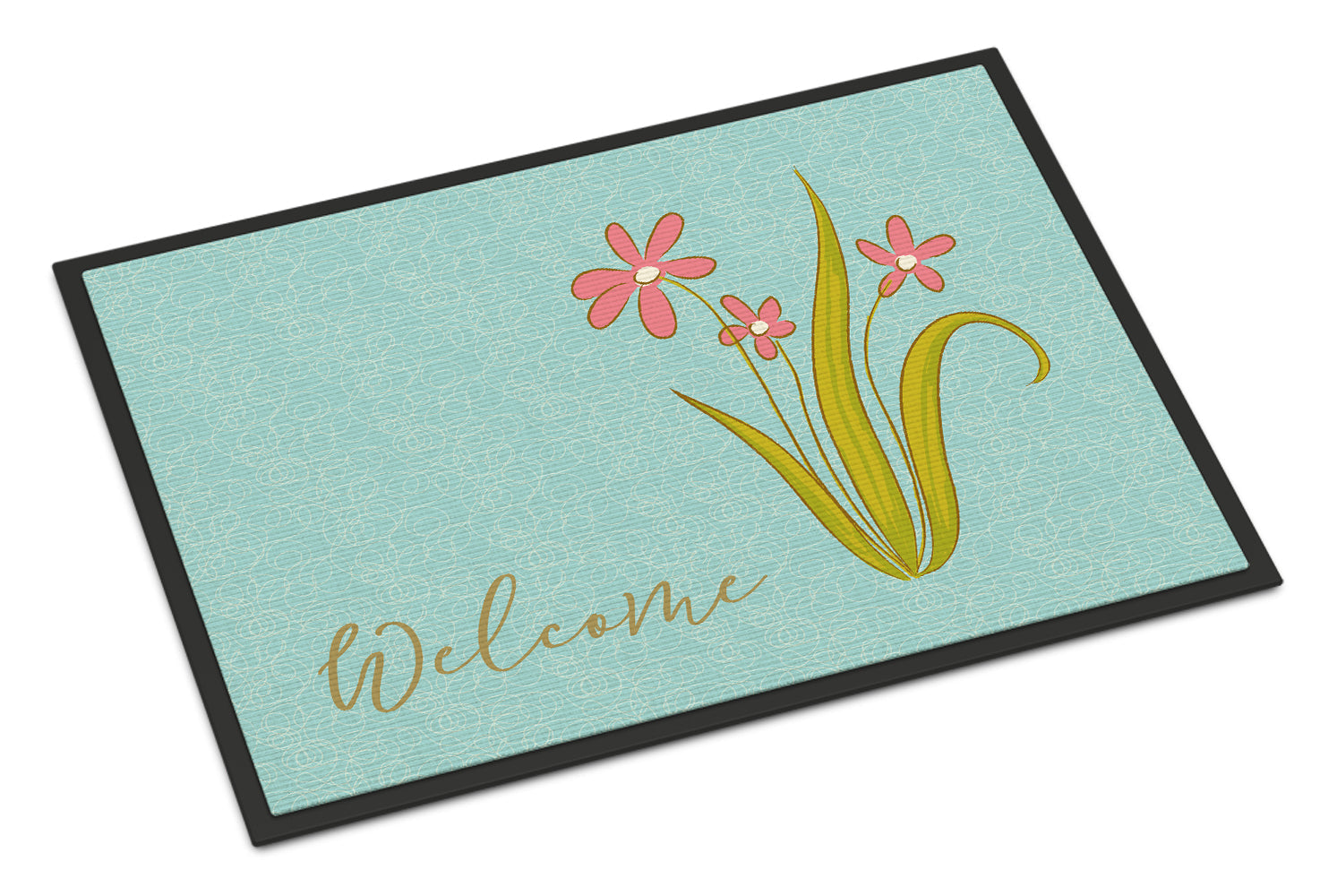 Flowers Welcome Doormat Indoor Outdoor 24H X 36W Front Door Mat Rugs for Entryway, Non Slip Washable Low Pile,