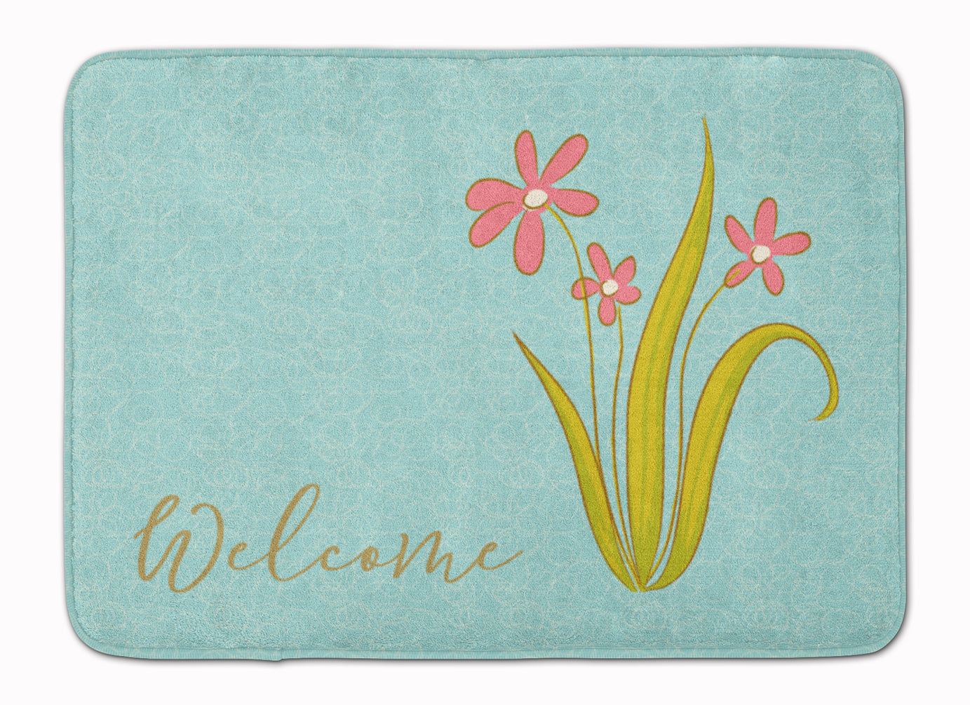 Flowers Welcome Memory Foam Kitchen Mat Machine Washable Anti-Fatigue Cushion Comfort Bath or Kitchen Rug