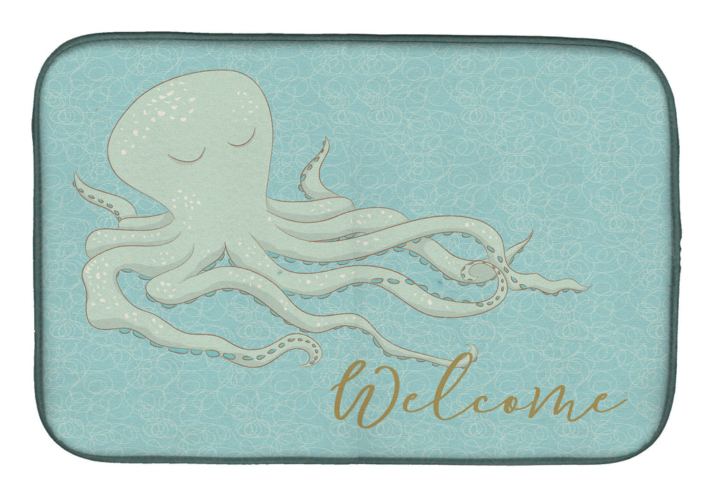 Octopus Welcome Dish Drying Mat Absorbent Dish Drying Mat Pad for Kitchen Counter Dish Drainer Mat for Countertop, 14 x 21", Multicolor