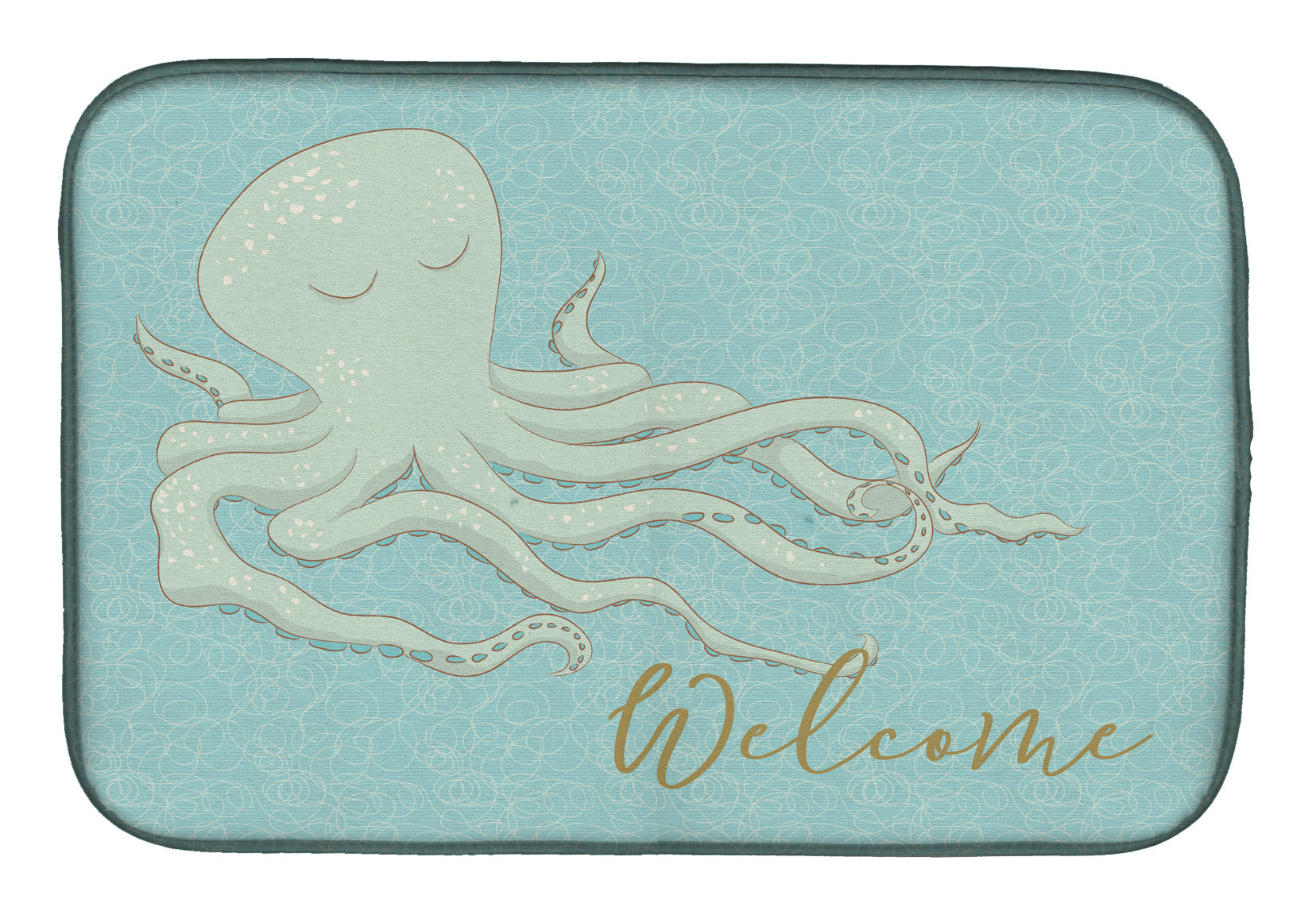 Octopus Welcome Dish Drying Mat Absorbent Dish Drying Mat Pad for Kitchen Counter Dish Drainer Mat for Countertop, 14 x 21", Multicolor