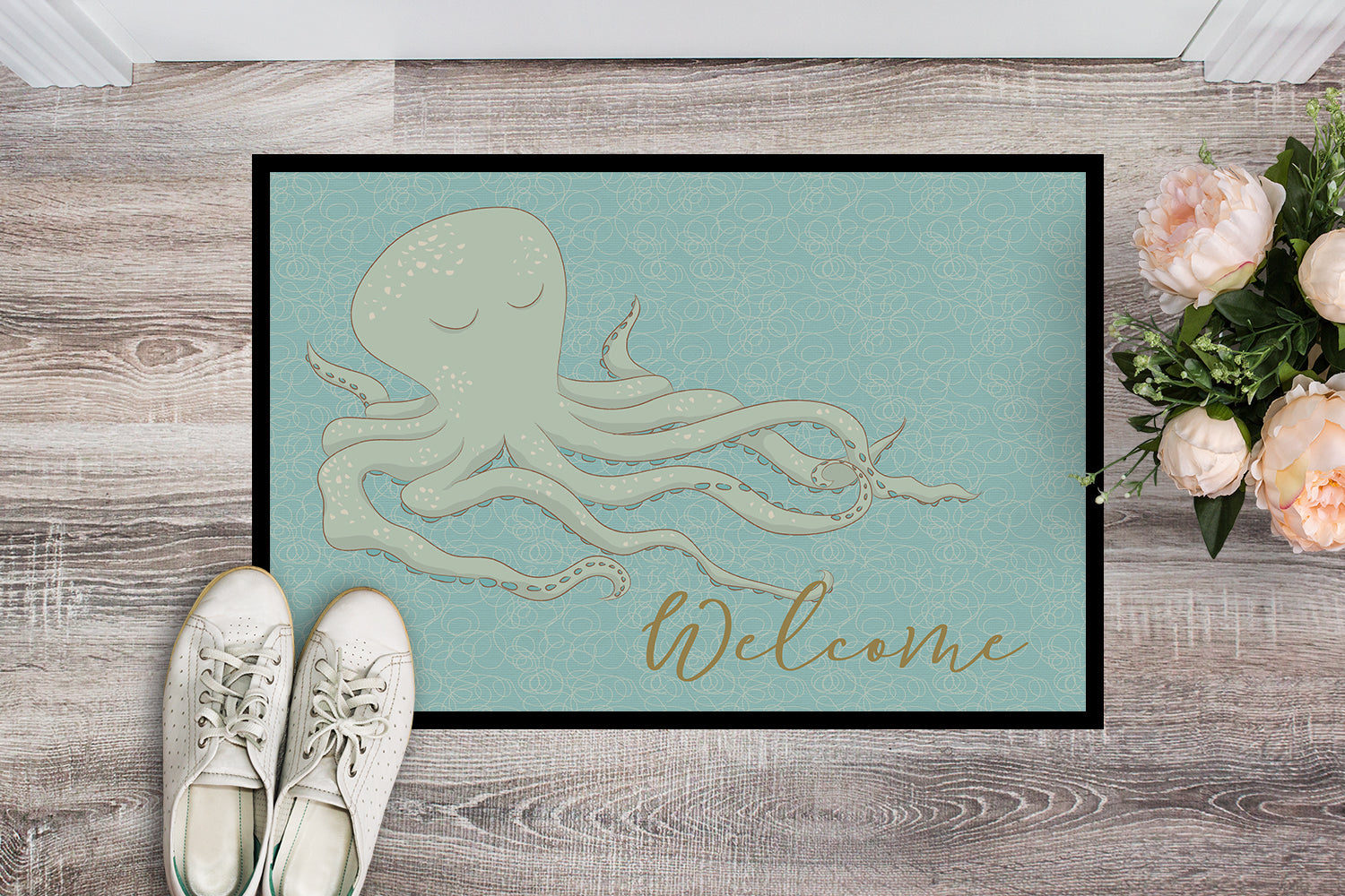 Octopus Welcome Doormat Indoor Outdoor 24H X 36W Front Door Mat Rugs for Entryway, Non Slip Washable Low Pile,