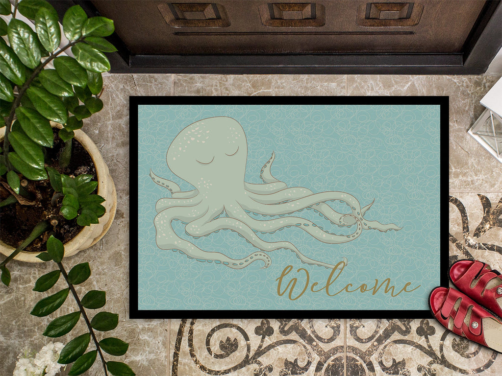 Octopus Welcome Doormat Indoor Outdoor 24H X 36W Front Door Mat Rugs for Entryway, Non Slip Washable Low Pile,