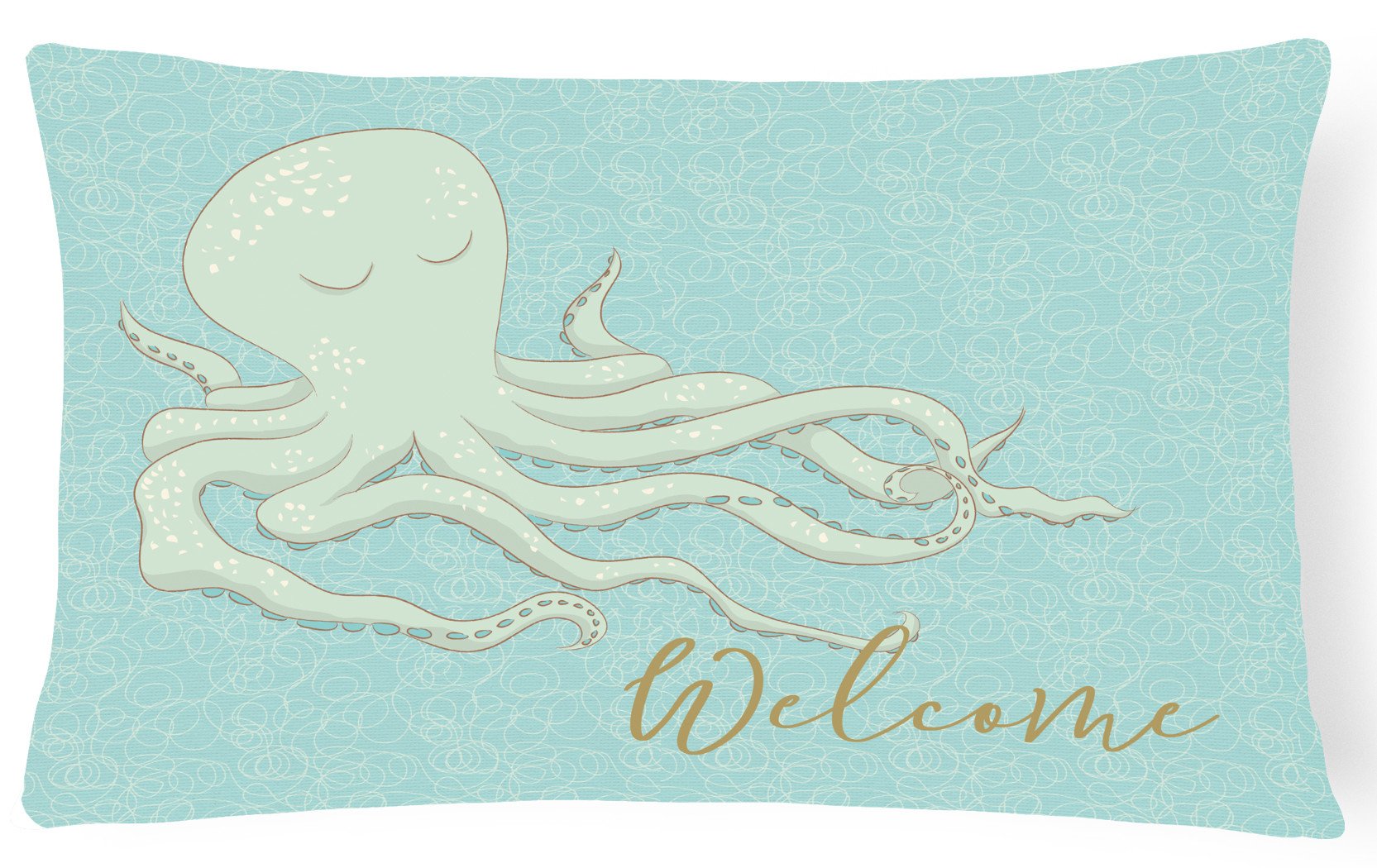 Octopus Welcome Decorative Throw Pillow 12x16 Indoor Outdoor Accent Cushion, Fabric Cover with Insert for Sofa, Bed, Porch & Living Room