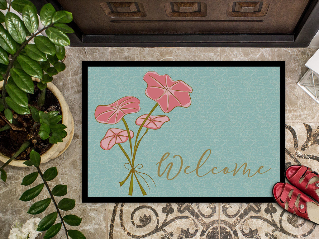 Bunch of Flowers Welcome Doormat Indoor Outdoor 24H X 36W Front Door Mat Rugs for Entryway, Non Slip Washable Low Pile,