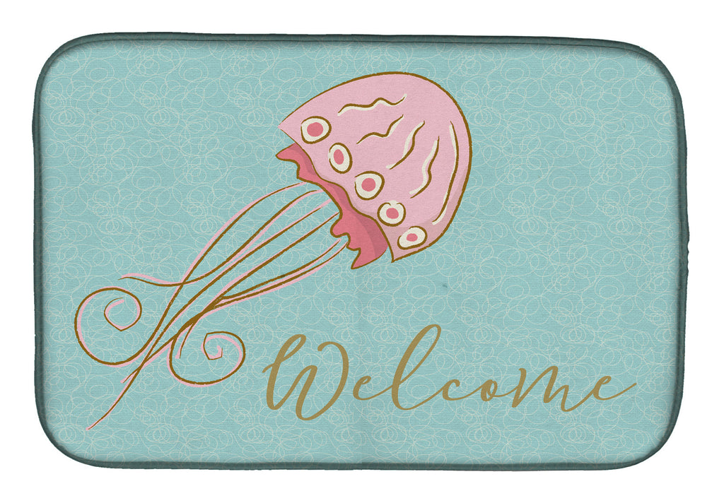 Jelly Fish Welcome Dish Drying Mat Absorbent Dish Drying Mat Pad for Kitchen Counter Dish Drainer Mat for Countertop, 14 x 21", Multicolor