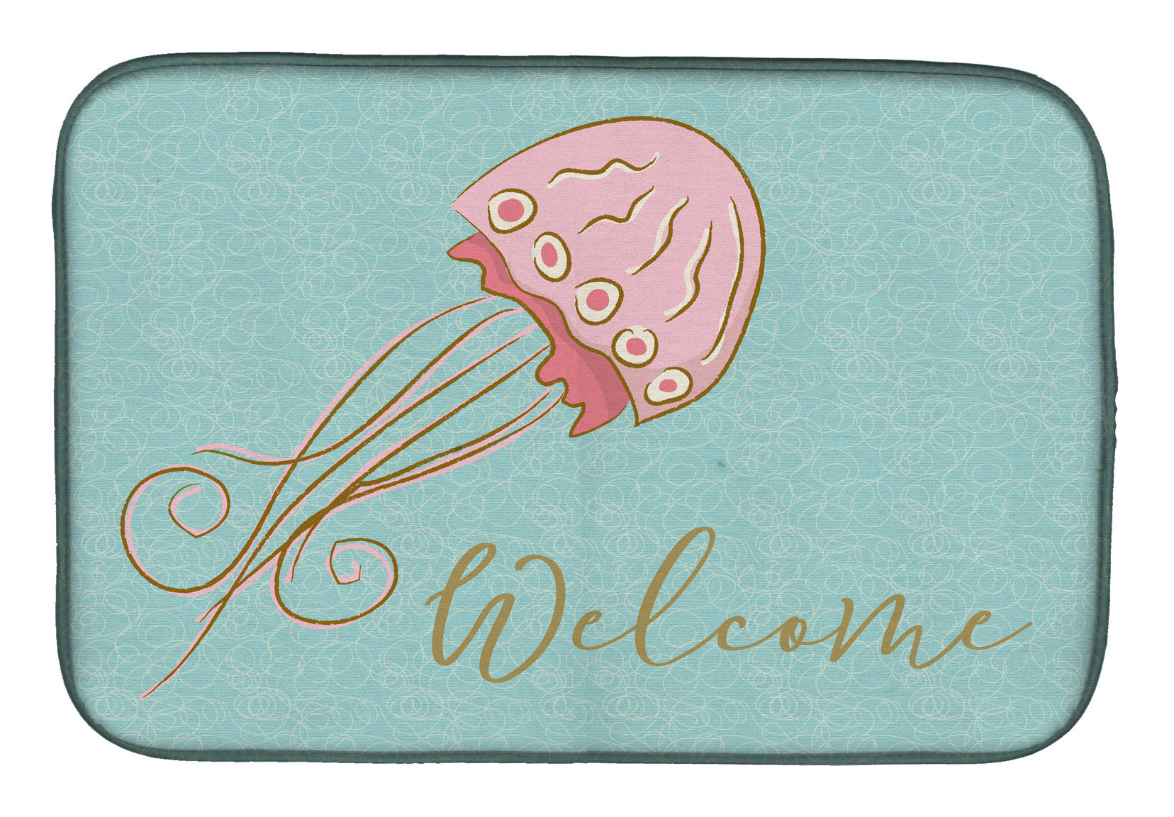Jelly Fish Welcome Dish Drying Mat Absorbent Dish Drying Mat Pad for Kitchen Counter Dish Drainer Mat for Countertop, 14 x 21", Multicolor